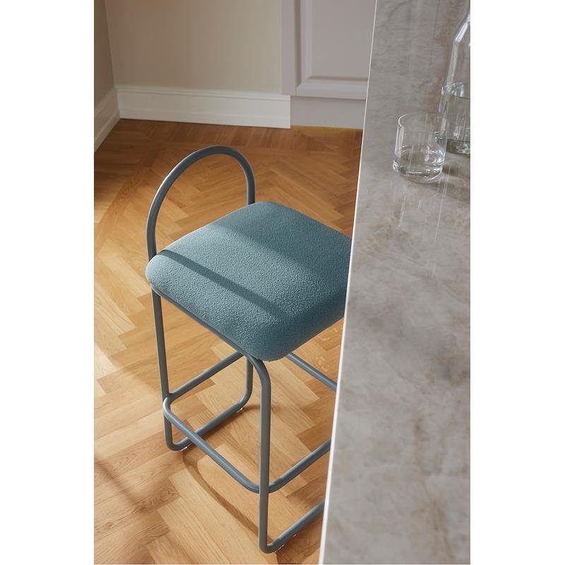 Aytm ANGUI Krzesło Barowe 82,5 cm - Hoker / Niebieski DUSTY BLUE BOUCLÉ