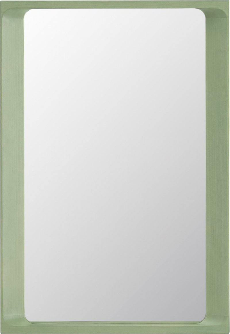 Muuto ARCED Lustro Ścienne w Drewnianej Ramie 80 cm / Jasnozielone
