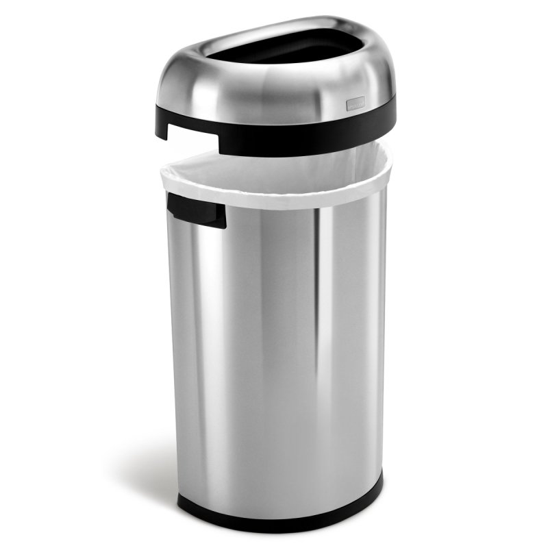 simplehuman BULLET Otwarty Kosz na Śmieci 60 l - Półokrągły / Srebrny