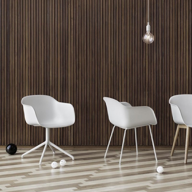 Muuto FIBER ARMCHAIR SWIVEL BASE Krzesło Obrotowe - Zielone Dusty Green / Metalowa Rama