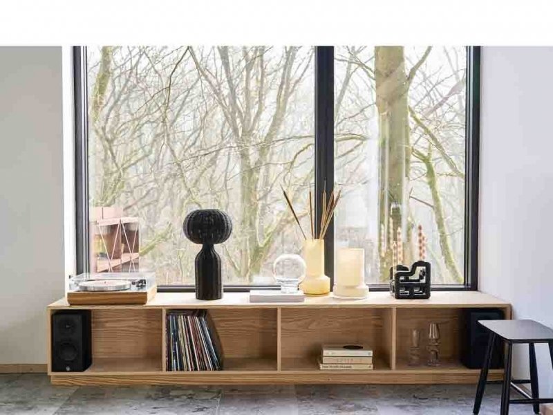 Villa Collection BAST Taboret - Stołek z Dębowy 45 cm Czarny