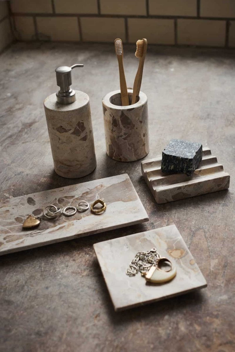 Muubs VITA Marmurowa Tacka - Podstawka Łazienkowa 30 cm / Beżowa