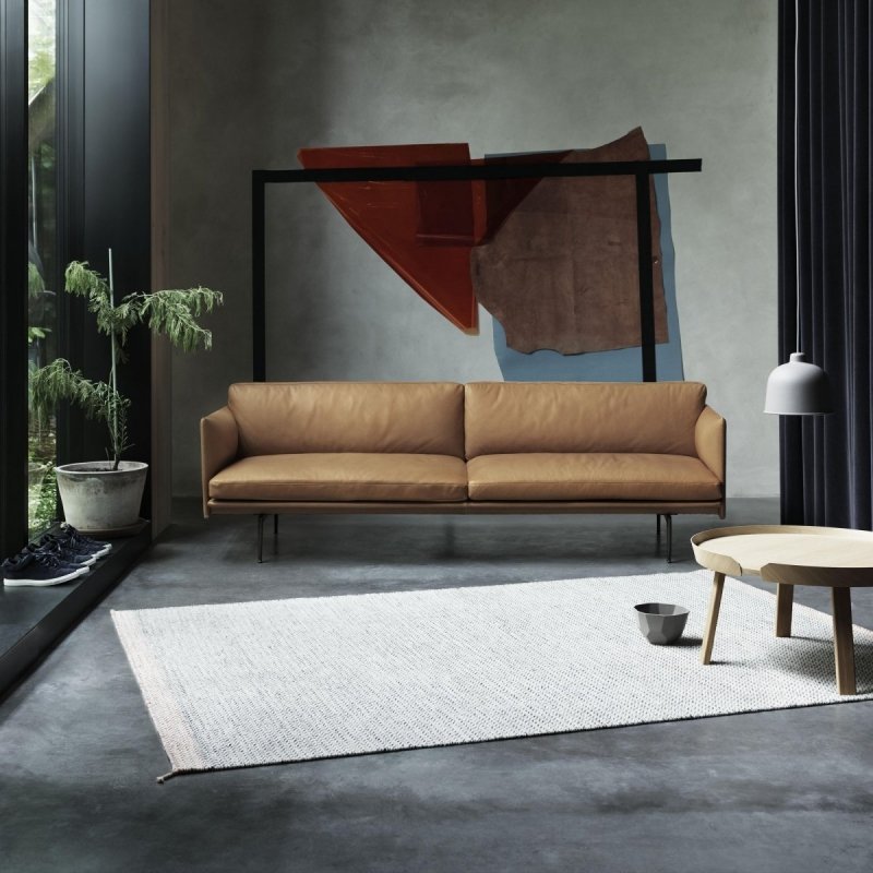Muuto OUTLINE Sofa 3-Osobowa - Jasnoszara - Tkanina Fiord 151 / Czarne Nogi
