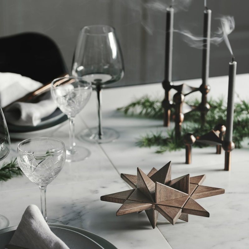 boyhood CHRISTMAS Dekoracja Świąteczna - Drewniana Gwiazda Fröbelstar 20 cm Ciemny Dąb