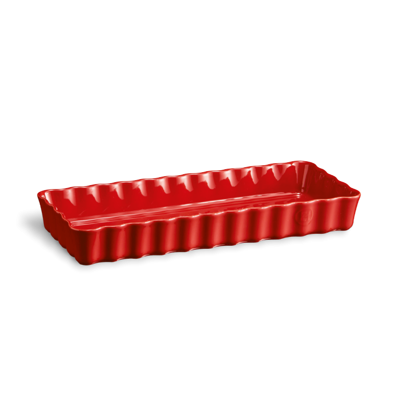 Emile Henry NATURAL CHIC Ceramiczna Forma do Tarty 36 cm Prostokątna - Czerwona