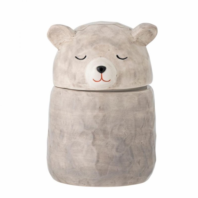 Bloomingville PUK Ceramiczny Pojemnik z Pokrywką / Szary Miś