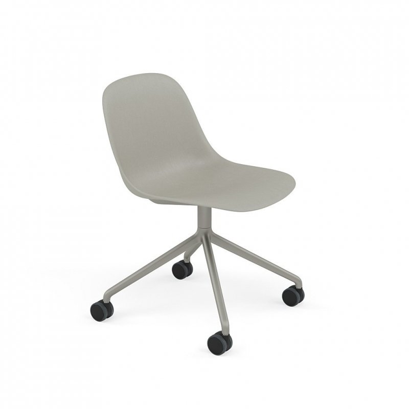 Muuto FIBER SIDE Krzesło Biurowe Obrotowe na Kółkach - Szare