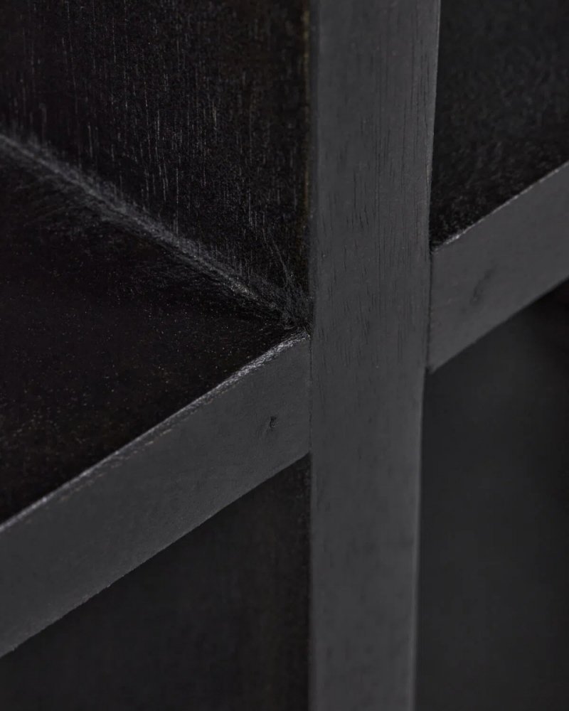 wąska konsola do salonu czarne drewno