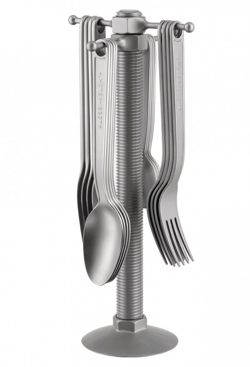 Alessi OBJECTS Zestaw Sztućców w Formie Narzędzi + Stojak / 16 EL. 