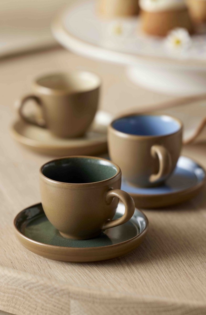 Bitz NORDIC Filiżanki ze Spodkiem do Kawy Espresso 70 ml Wood / Forest