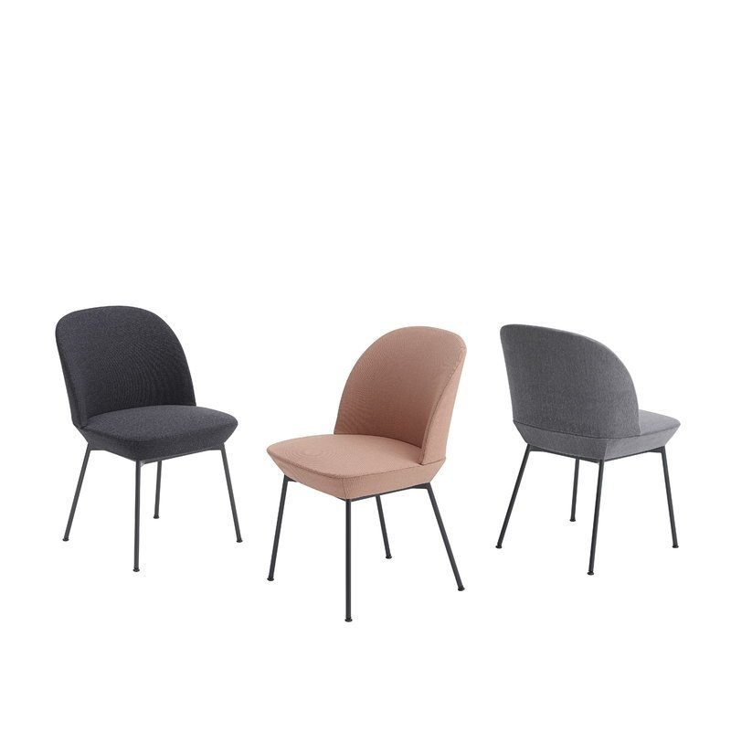 Muuto OSLO Krzesło Tapicerowane - Ciemnozielone / Rama Chrom (Tkanina Twill Weave 990)