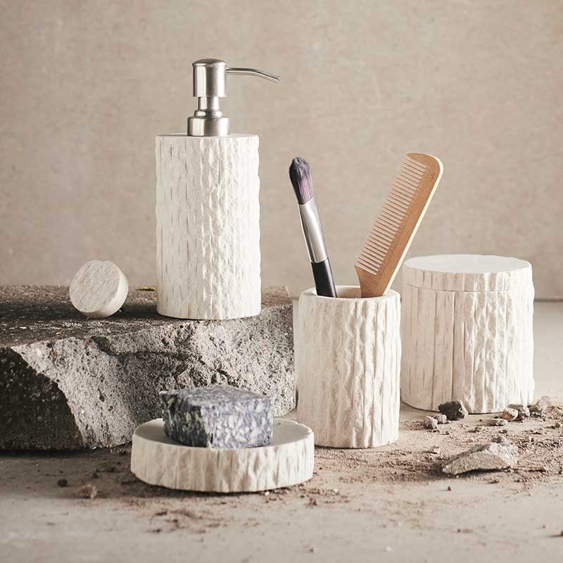 Designerski pojemnik łazienkowy Kama Sand z rustykalną powierzchnią