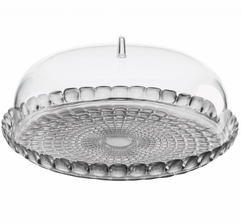 Guzzini TIFFANY Niska Patera z Kloszem do Ciasta 36 cm / Szara