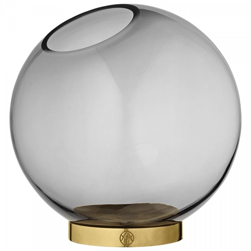 Aytm GLOBE Wazon do Kwiatów Czarny 21 cm Podstawa Złota