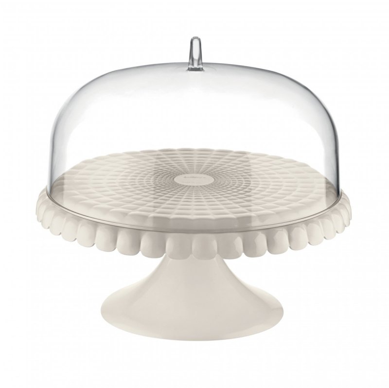 Guzzini TIFFANY Patera z Kloszem do Ciasta 30 cm / Mlecznobiała