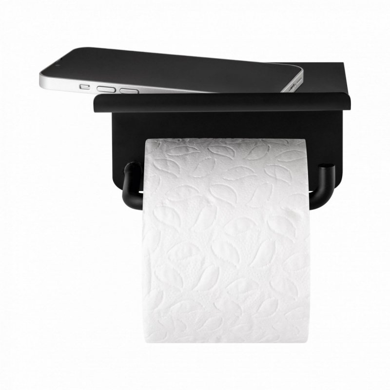 Blomus MODO Wieszak / Uchwyt Ścienny z Półką na Papier Toaletowy - Czarny