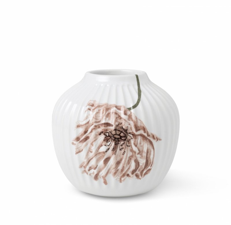 Kähler HAMMERSHØI POPPY Wazon do Kwiatów 13 cm / Biały Zdobiony