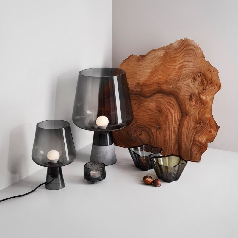 Iittala LEIMU Lampa Stołowa Szklana 24 cm / Szara