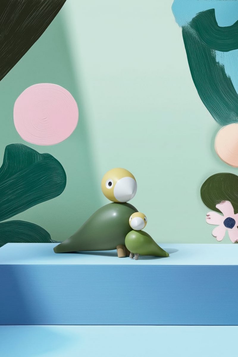 Kay Bojesen SONGBIRD Ptaszek Drewniany Biały LIV &amp; LYKKE / 2 Szt.