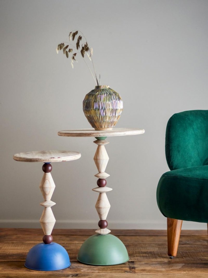 Stolik boczny Mannelli Bloomingville w zielonym wykończeniu