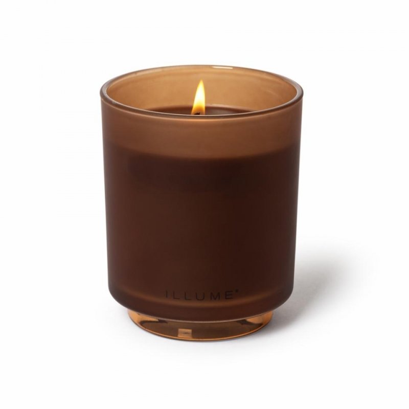 Zbliżenie mrożonego szkła i transparentnej podstawy świecy Terra Tabac