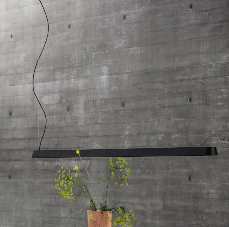 Muuto LINEAR Podłużna Lampa Wisząca 169 cm Czarna