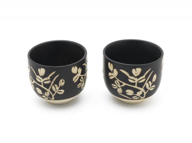 Bredemeijer SICHUAN Dzbanek Żeliwny - Zaparzacz do Herbaty 1,0 l Czarny + 2 Porcelanowe Filiżanki