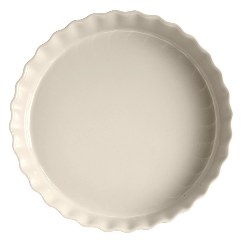 Emile Henry NATURAL CHIC Ceramiczna Wysoka Forma do Tarty 32 cm / Kremowa