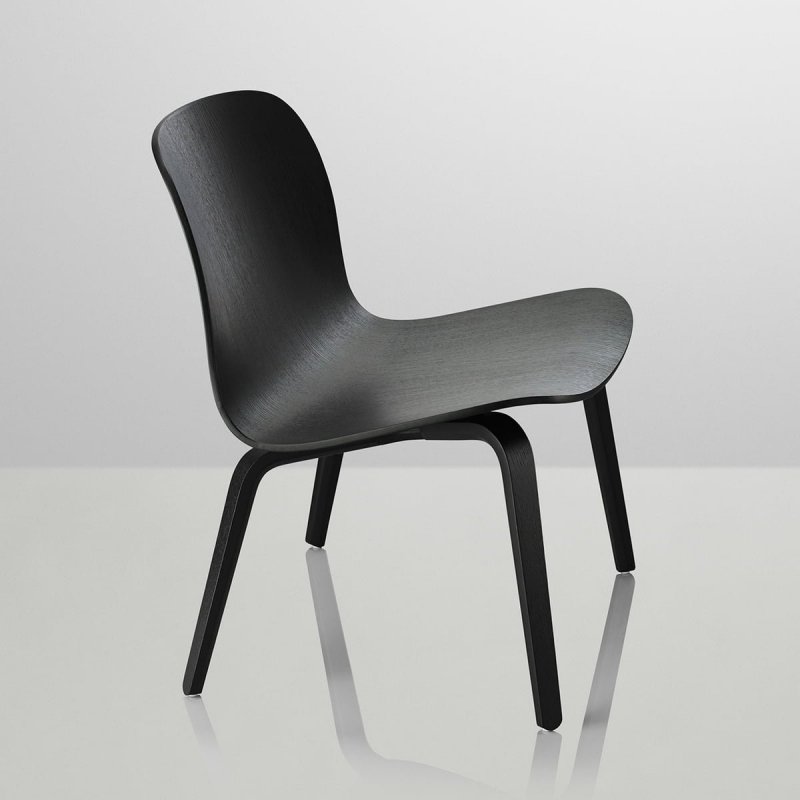 Muuto VISU LOUNGE Krzesło Drewniane Tapicerowane - Czarne
