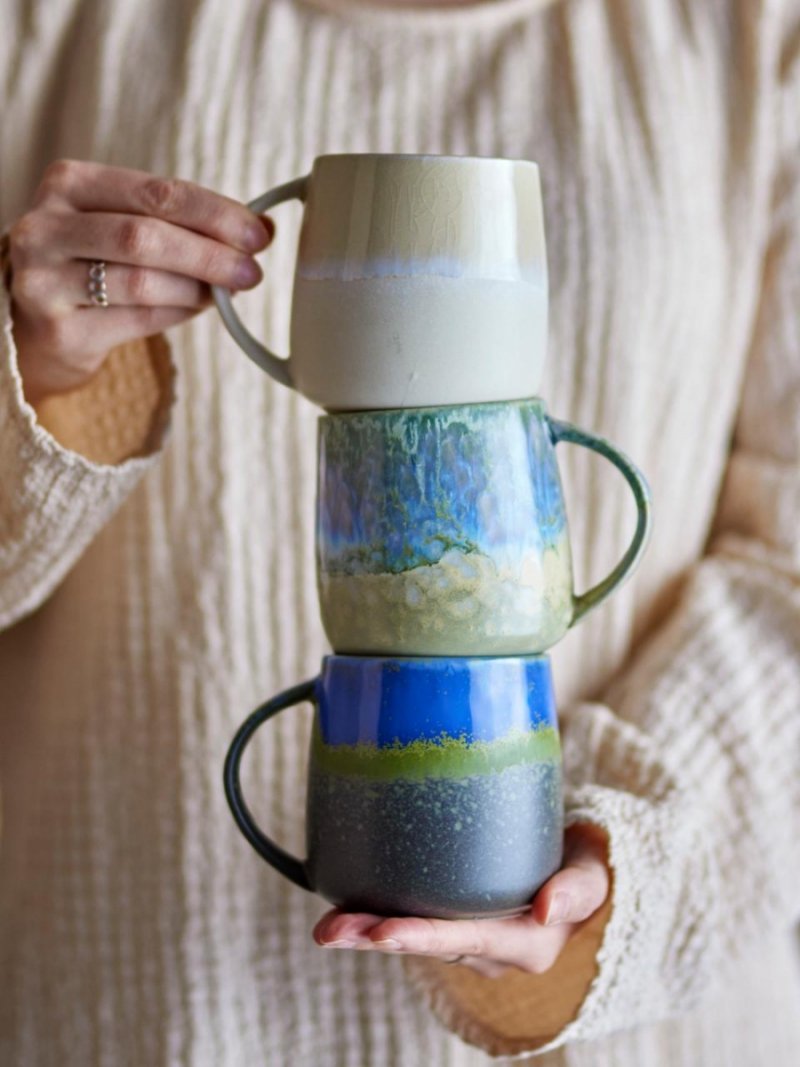 Zestaw trzech kubków Cloe z kamionki z reactive glaze