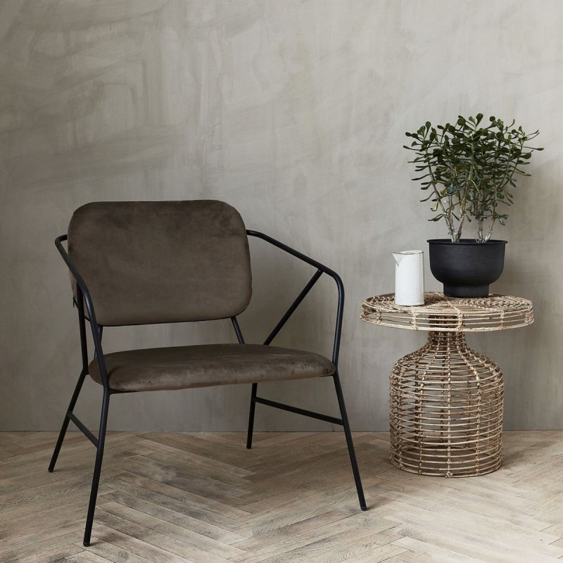 House Doctor KLEVER Krzesło Lounge Chair - Brązowe