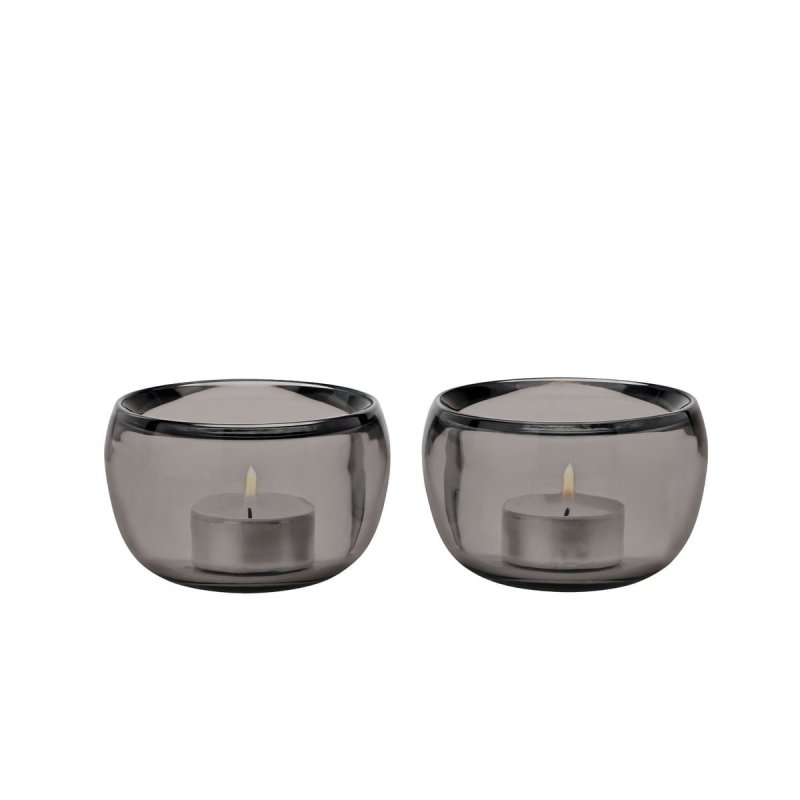 Stelton ORA Szklany Świecznik Tealight 2 Szt. / Szary
