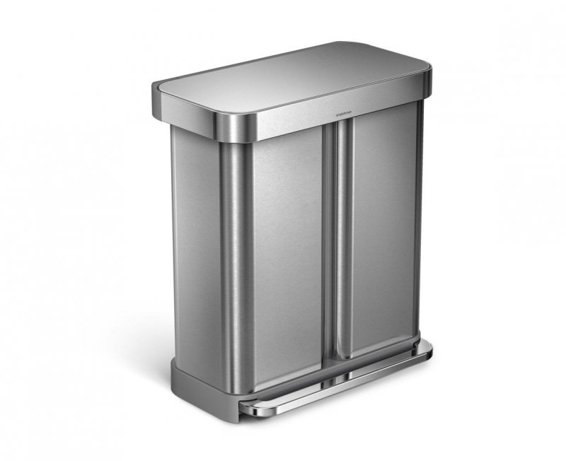 simplehuman LINER POCKET RECYCLER Kosz Pedałowy na Śmieci 58 l Dwukomorowy - Stal FPP