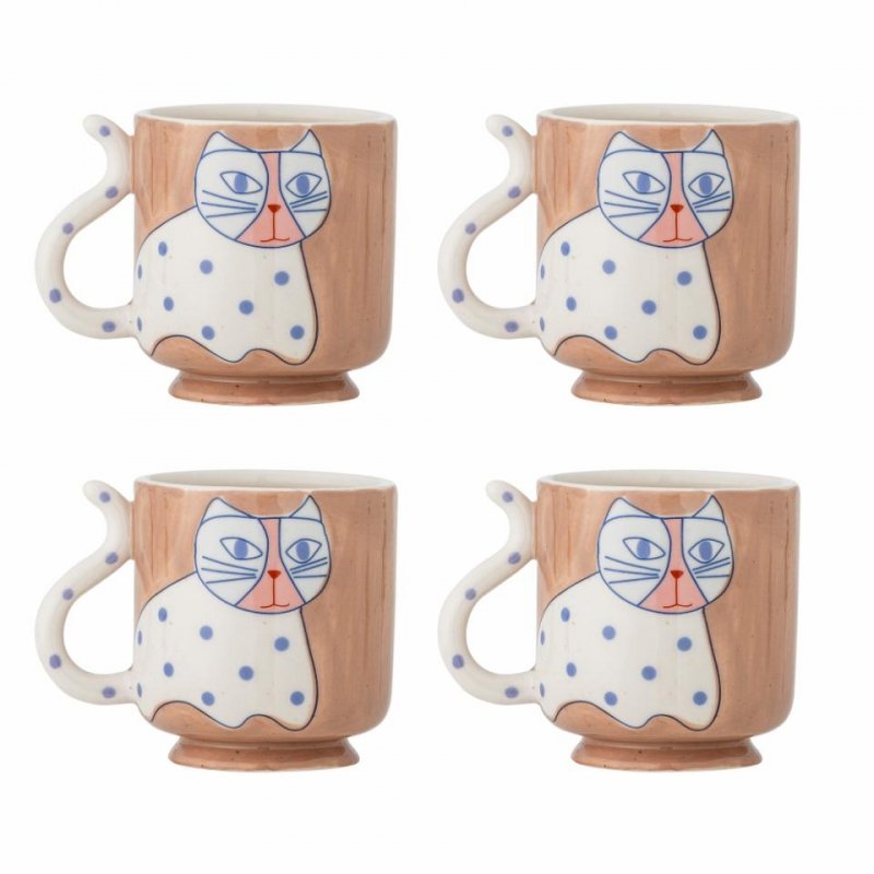 Bloomingville MISSY Kubek w Kształcie Kota 325 ml 4 Szt. / Różowy