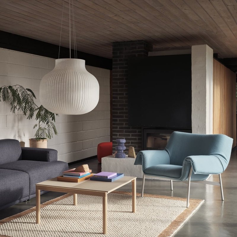 Muuto COUPLE Stolik Kawowy z Ceramicznym Blatem 84x40 cm / Ciemny Dąb - Blat Gładki Taupe