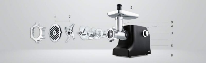 Ade KITCHEN Elektryczna Maszynka do Mielenia Mięsa - Czarna
