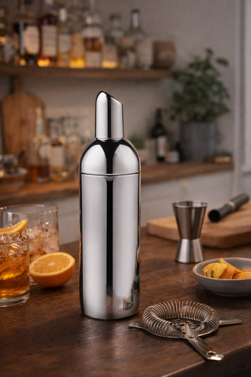 Nuance BAR Stalowy Shaker Barmański z Miarką 500 ml / Srebrny