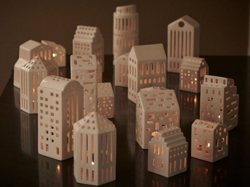 Kähler URBANIA Świecznik Tealight - Domek Biały - Japanese House