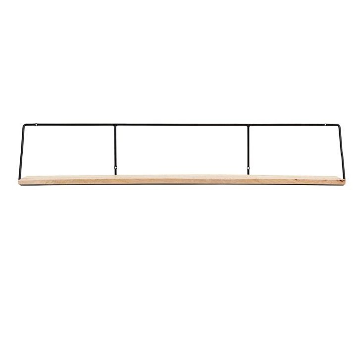 House Doctor NATURE Półka Ścienna Czarna 130 cm Blat Drewniany Mango