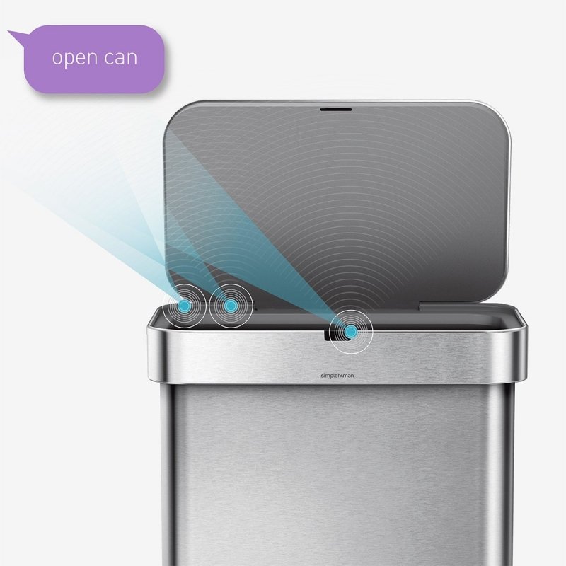 simplehuman LINER POCKET VOICE Automatyczny Kosz na Śmieci 58 l z Możliwością Otwierania Głosem / Srebrny