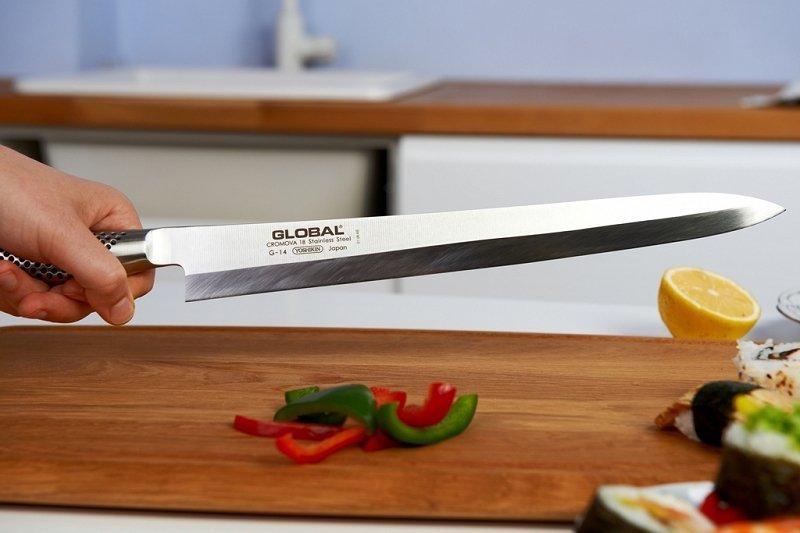 GLOBAL - Japoński Nóż Yanagi Sashimi 30 cm G-14R (Praworęczny)