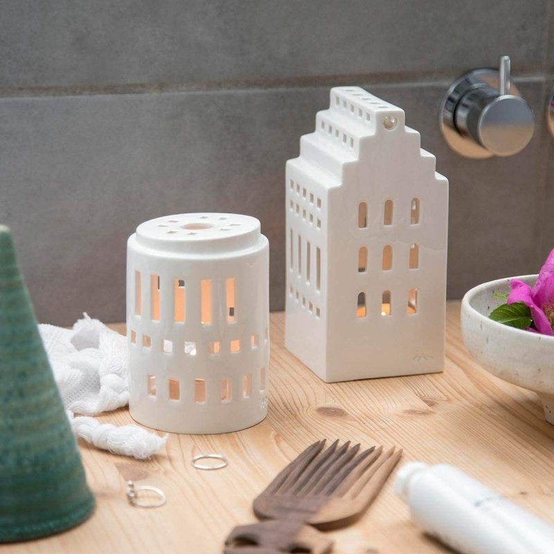 Kähler URBANIA Świecznik Tealight - Domek Biały - Little Tower