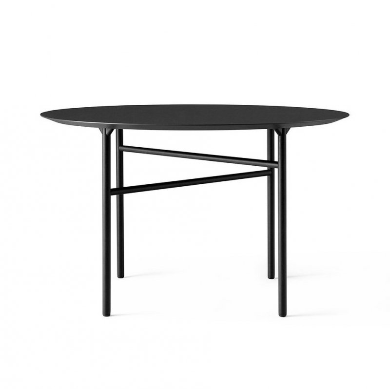 Menu SNAREGADE Stół Okrągły 120 cm Czarny / Blat Czarne Linoleum