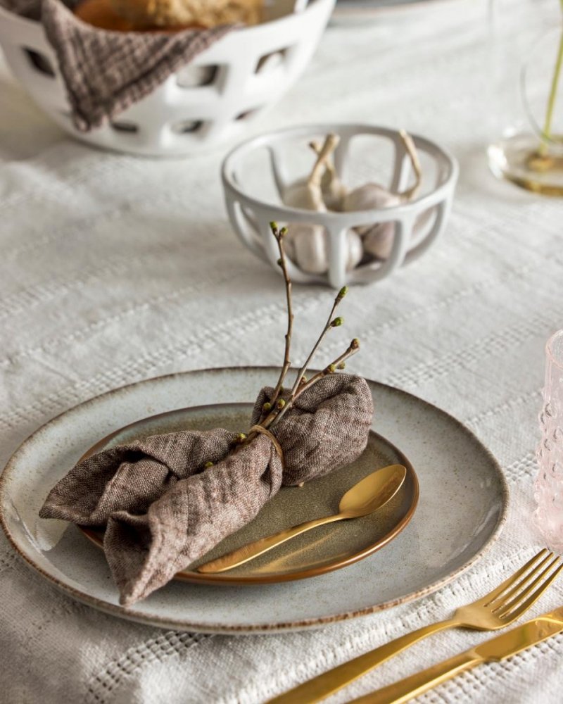 Zestaw obiadowy Sandrine beżowy Bloomingville