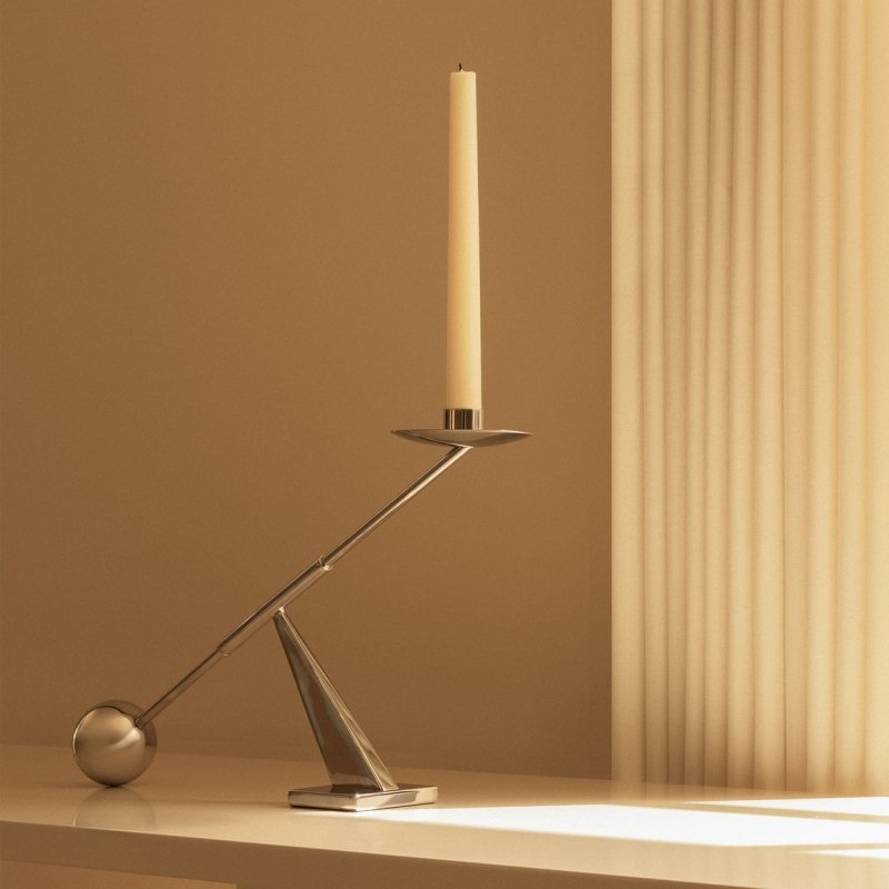 Audo INTERCONNECT Świecznik Stołowy 25,5 cm / Srebrny Błyszczący