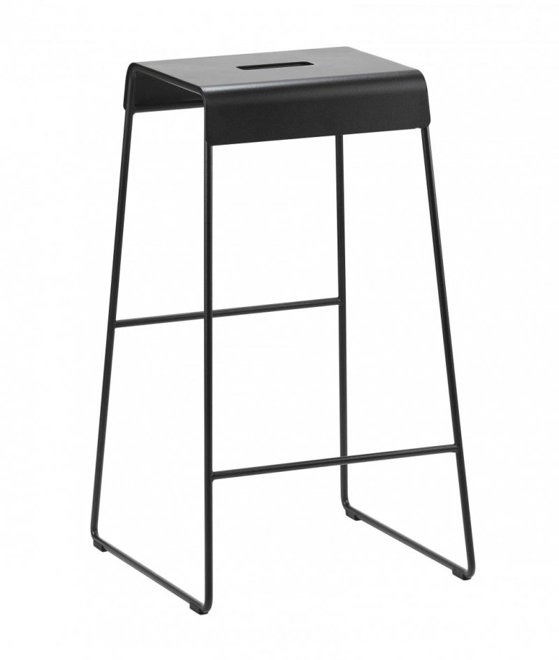 ZONE Denmark A-STOOL Krzesło Barowe - Hoker Stalowy 65 cm Czarny