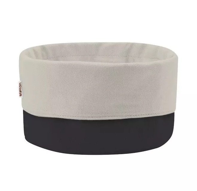 Stelton CLASSIC Bawełniany Chlebak - Pojemnik na Pieczywo - Czarno/Beżowy
