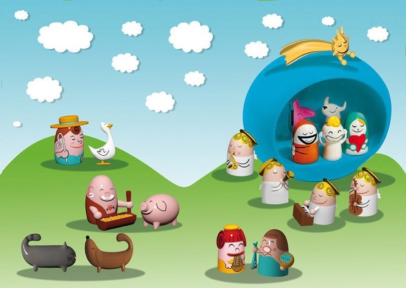 A di Alessi PRESEPE Szopka Świąteczna z Figurkami / Złota