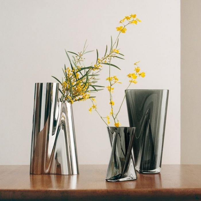Georg Jensen LITUUS Szklany Wazon do Kwiatów 24 cm / Szary