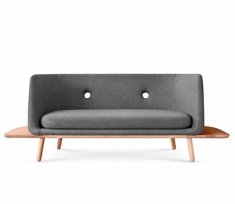 Eva Solo PHANTOM Sofa 2-Osobowa Tapicerowana z Bocznymi Półkami  / Szara